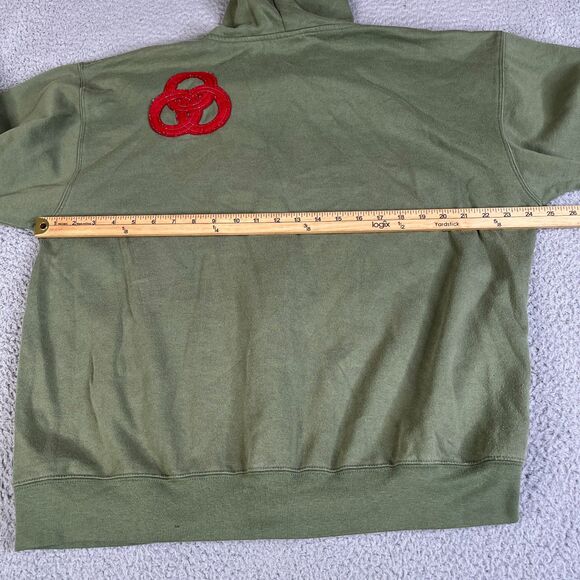 Worship Sweatshirt Jesus Mens XL Green Full Zip Sweater Mathew 4:10 Double Sided - Picture 11 of 12